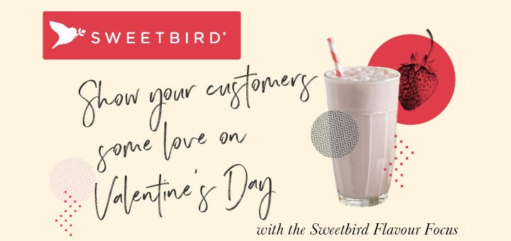 Sweetbird Valentine’s Day drink with promotional lettering
