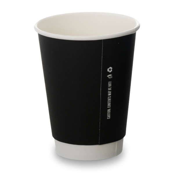 12oz Double Wall Cups - Matt Black (250)