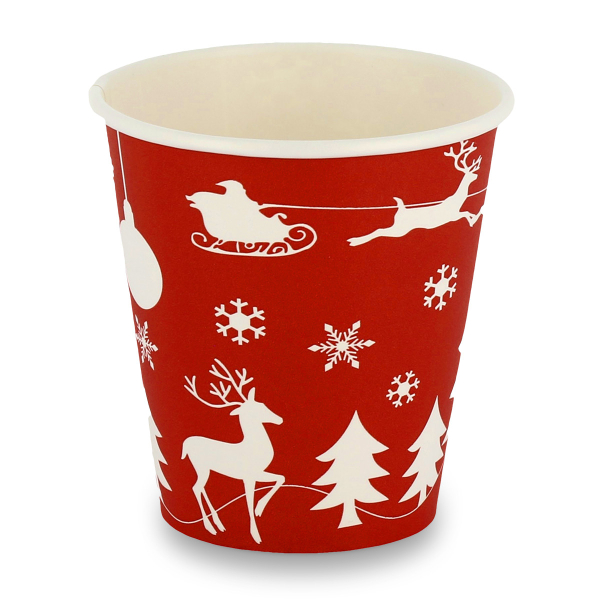 10oz Single Wall Cups - Festive Red Design (1000)
