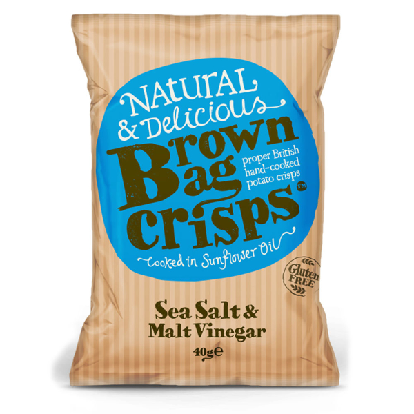 Brown Bag Sea Salt & Malt Vinegar Crisps (20 x 40g)
