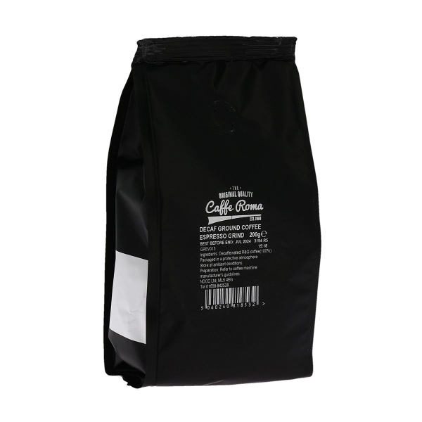 Caffe Roma Decaf Ground Coffee - Espresso Grind (20 x 200g)