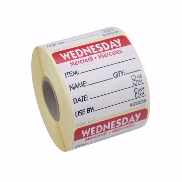 50mm Square Day of the Week Labels - Wednesday (500)