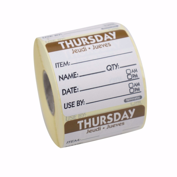 50mm Square Day of the Week Labels - Thursday (500)