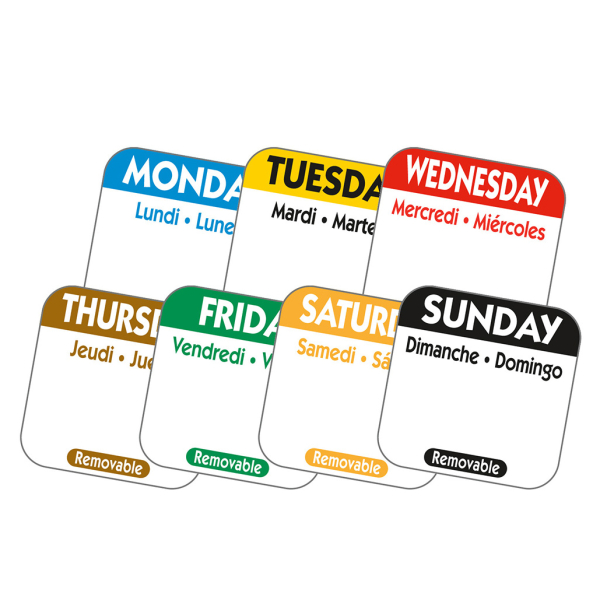 25mm Square Day of the Week Labels (1000)
