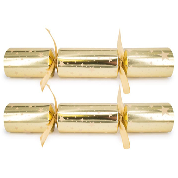 10 Inch Christmas Crackers Golden Stars (50)